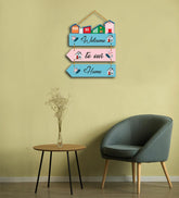 Welcome Quote Decorative Wall Art MDF Wooden Wall Hanger for Living Room | Bedroom | Home Decor | Gifts | Wood Decoration Items | Artworks Hangings Ornaments (WH_5801N), Set of 3 - Decor Mantra